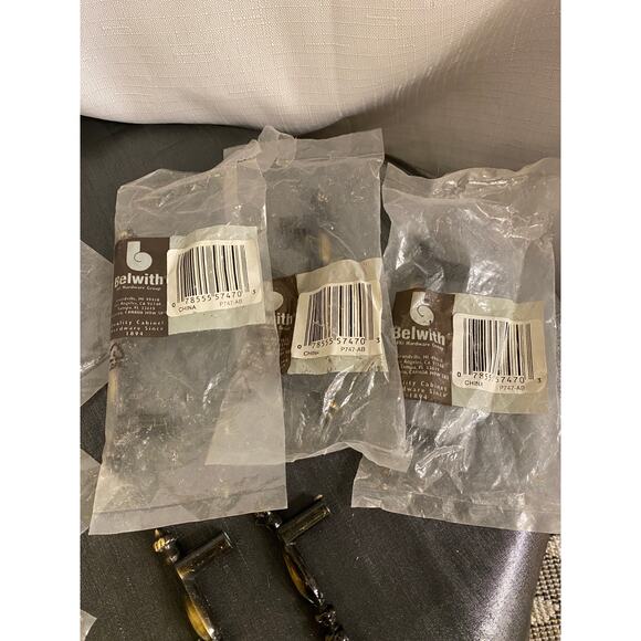 Set of 8 Belwith Antique English Satin Brass Drawer Handles 3 1/4 in. NOS - Picture 7 of 10